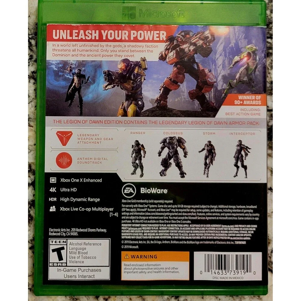 Xbox One: Anthem - Legion of Dawn Edition,CIB, MANUAL,TESTED, FAST SHIPPING